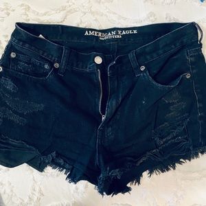 black hi rise jean shorts